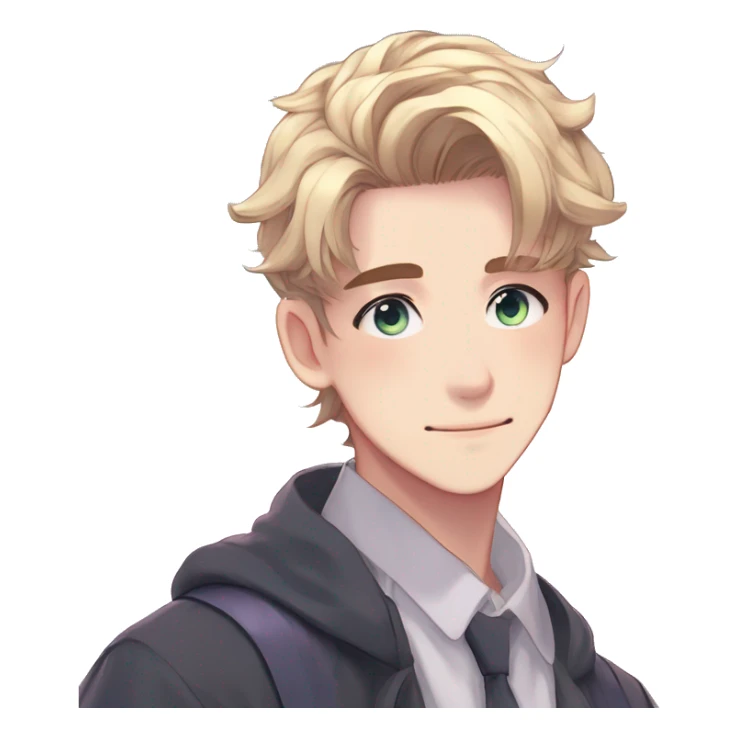 Gorgeous romantic hot attractive anime style modern anime shojo guy with pretty ponytail hair and colorful eyes and blushing face aesthetic trending style  pastelcore cottagecore kawaiicore sticker