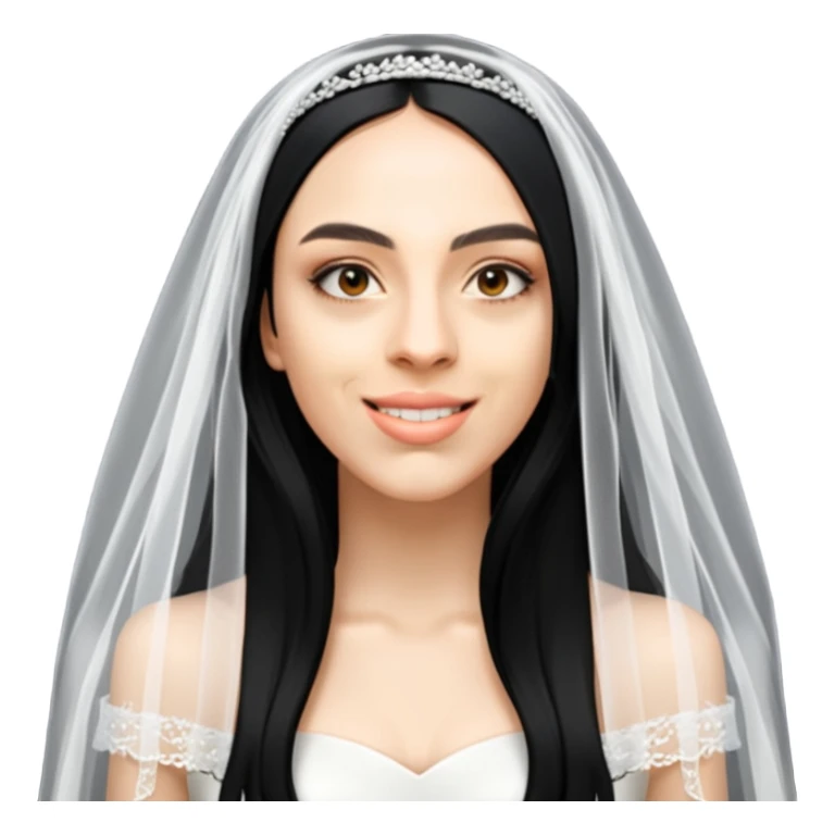 Woman with long black hair and wedding veil sticker
