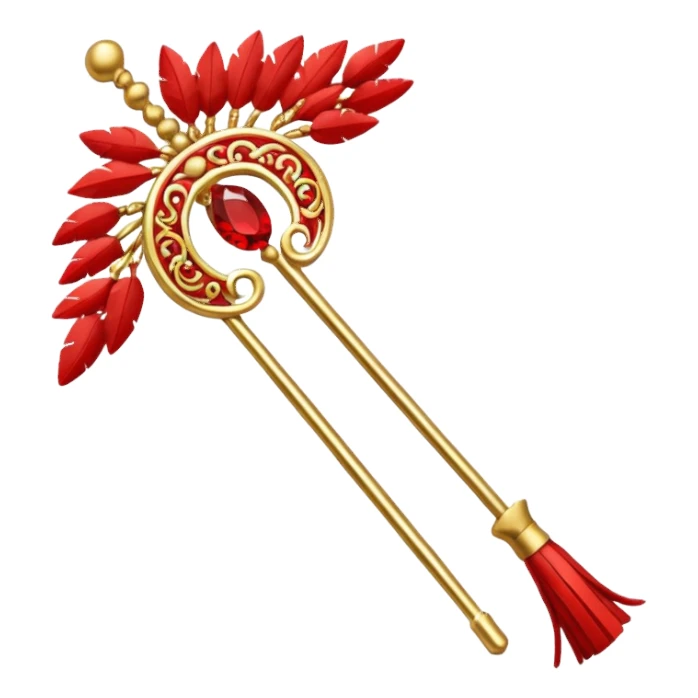 Red & Gold Hairpin – Decorative stick with red tassels.



 sticker