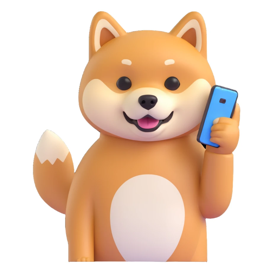 shiba inu holding a phone sticker