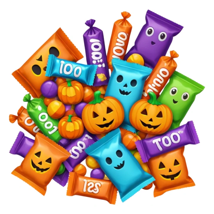 Halloween candies and candy bags, no pumpkin image sticker