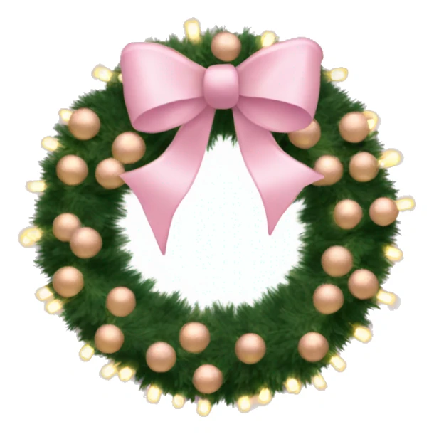 Christmas wreath with light pink bows and gold lights and tinsel on it sticker