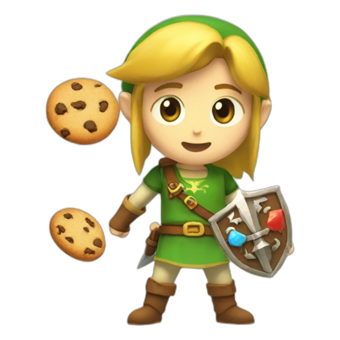 Link de Zelda qui mange un cookies sticker