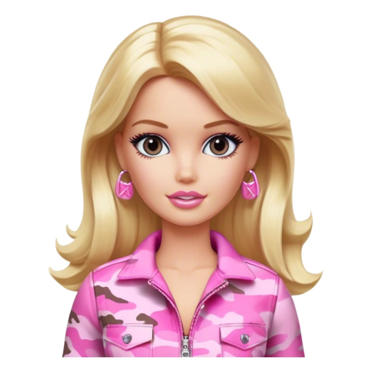 Army blonde Barbie in pink camo outfit sticker