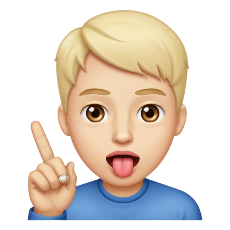 Tongue out middle finger eye roll sticker