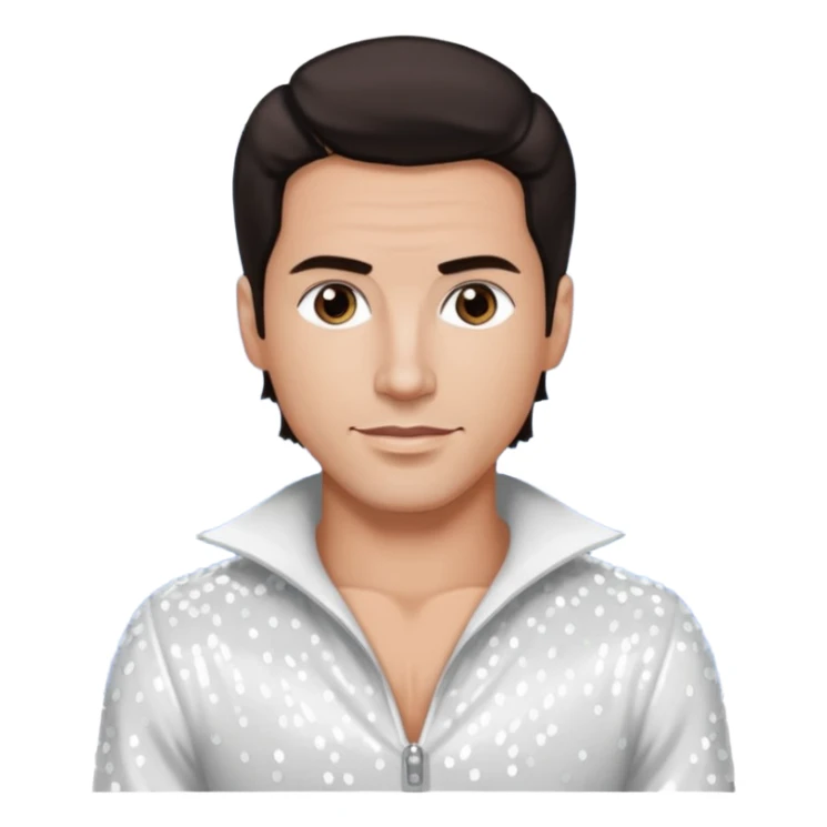 Danny Wood from NKOTB with dark brown hair, white sequin outfit sticker