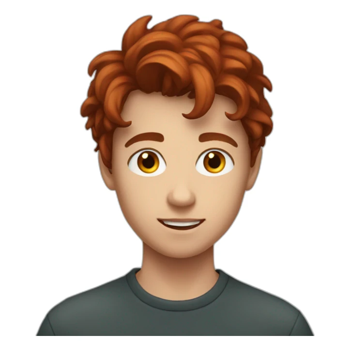 A young man, 15 years old, with a dark red hair sticker