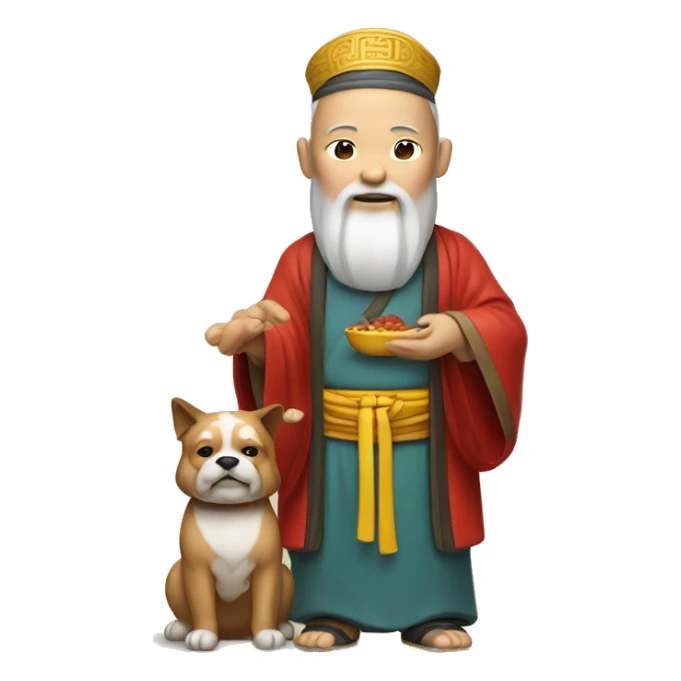 traditional chinese wise man holding dog sticker