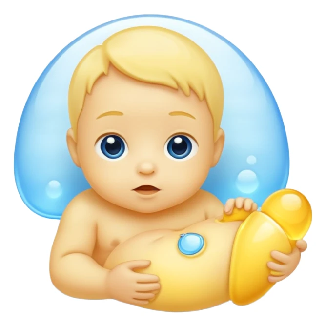 yellow baby with blue light sticker