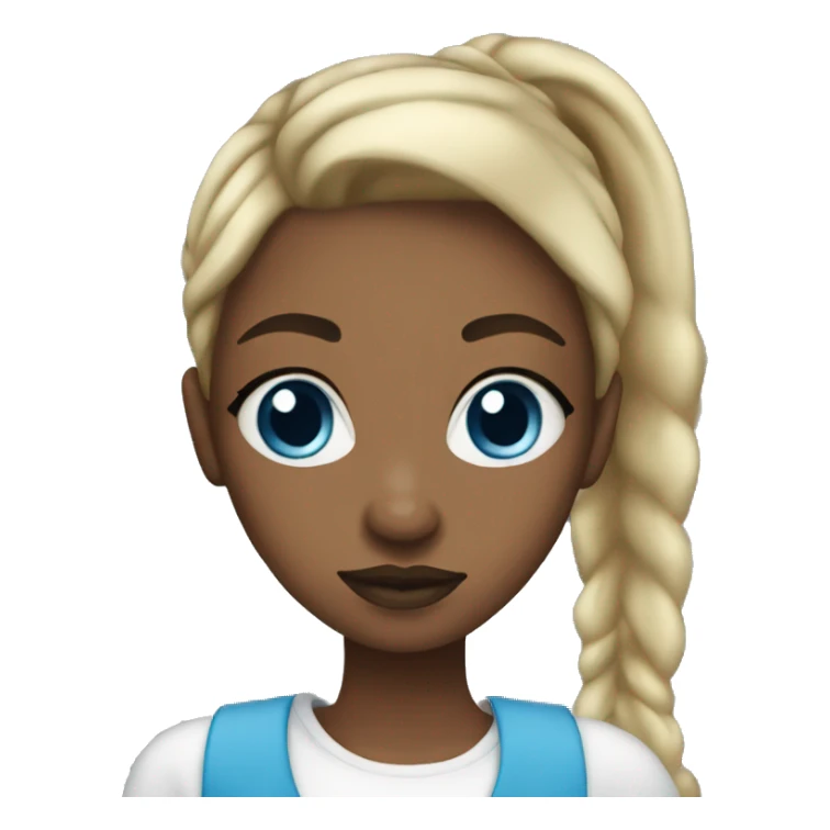 black woman blonde ponytail blue eyes full lips sticker