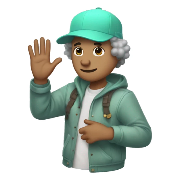 Bob from the Fall Guys, mint-colored, with a koala cap on his head, bougie-colored, waves his hand. sticker