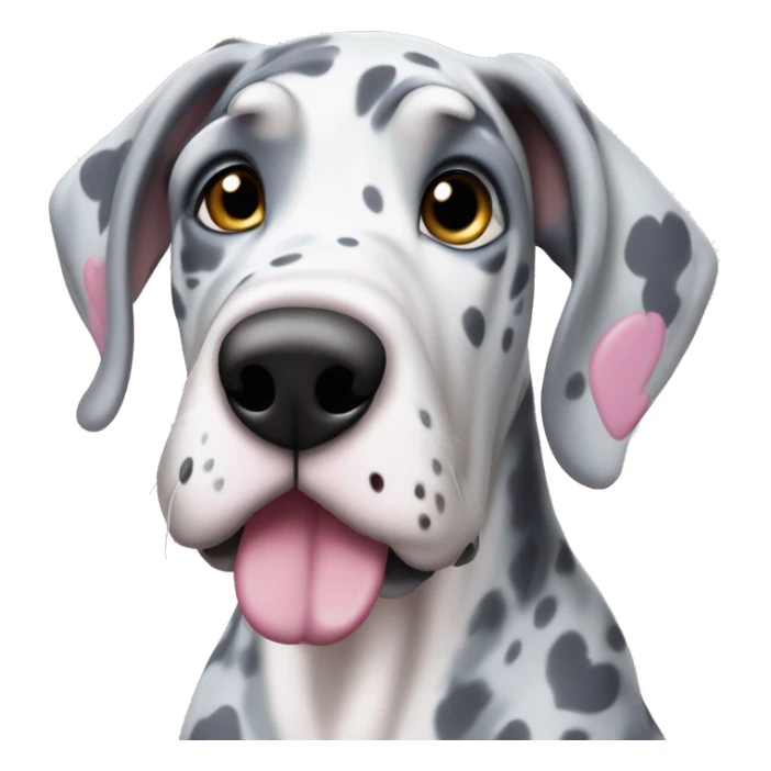 Blue Merle Great Dane with pink hearts  sticker
