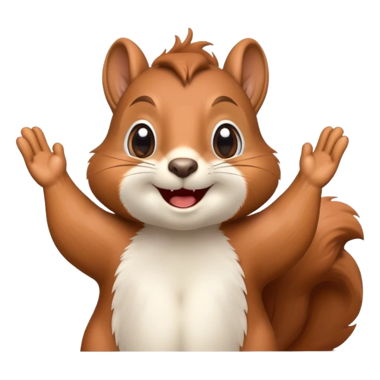 a squirrel with happy crying eyes with its arms up at its chest  sticker