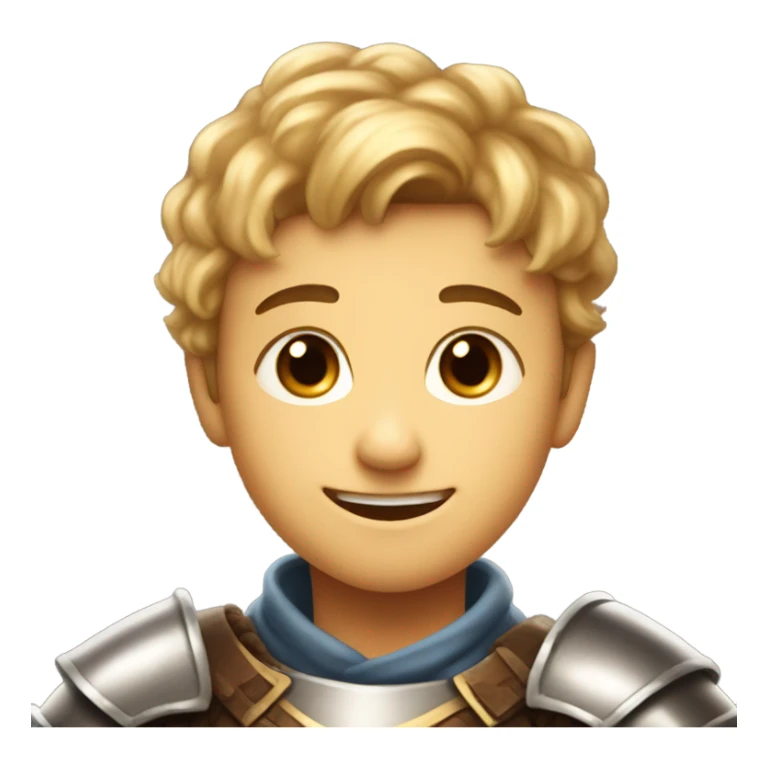 smiling boy in sweater and in knight armor sticker