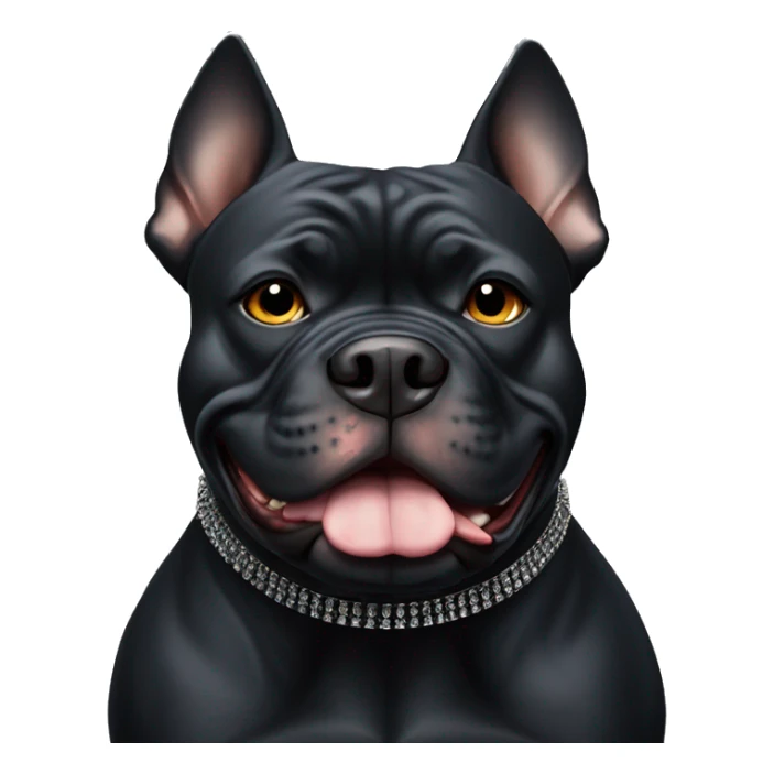 all black American bully wearing a black spiked collar sticker