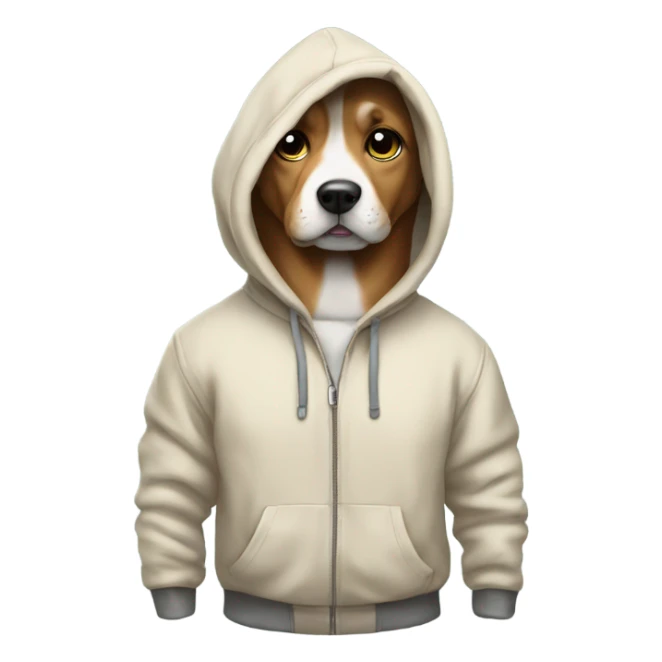Dog wears a hoodie sticker