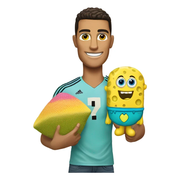 Cristiano holding sponge bob sticker