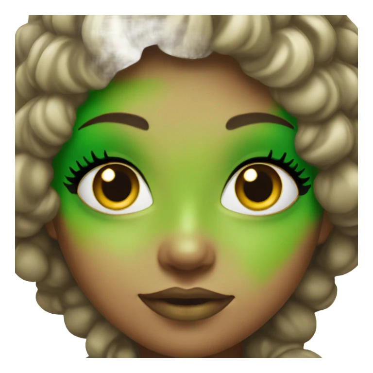 Girl with pickle costume and green makeup sticker