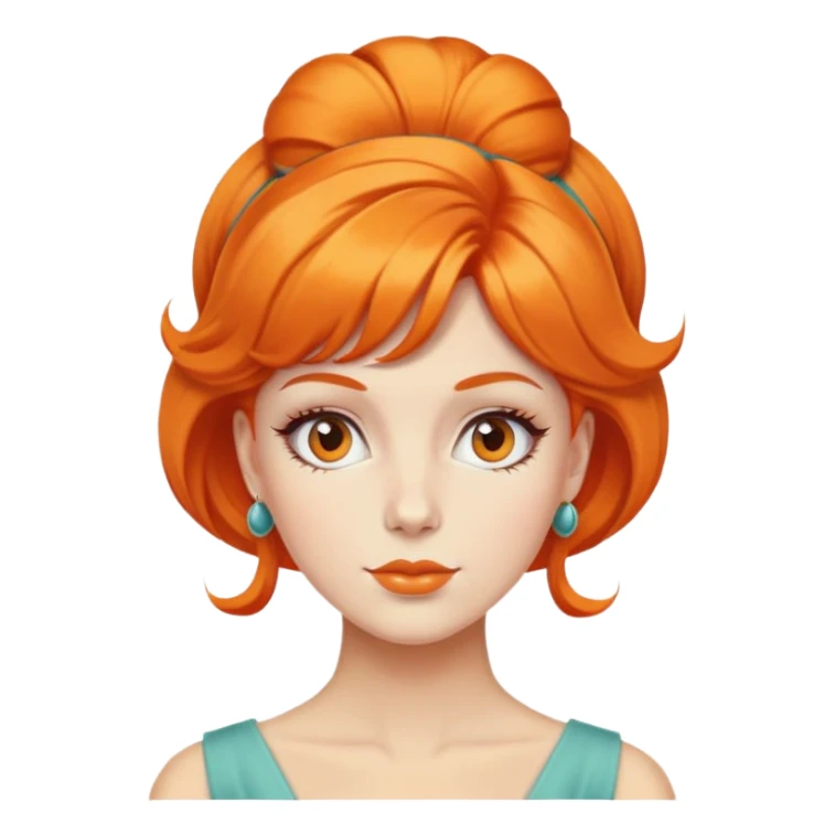 orange hair styled in a retro bouffant sticker