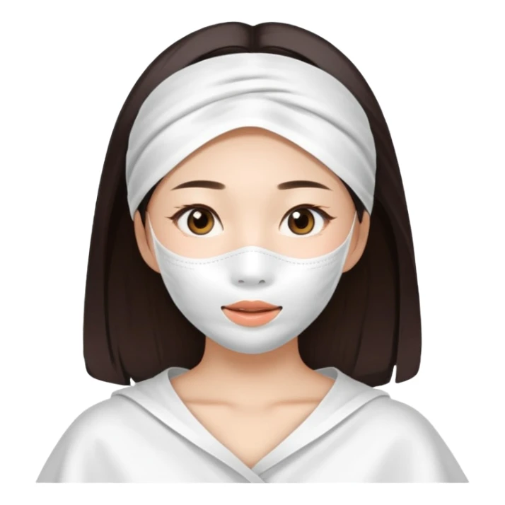 Super cute Asian girl with large white sheet mask pack sticker