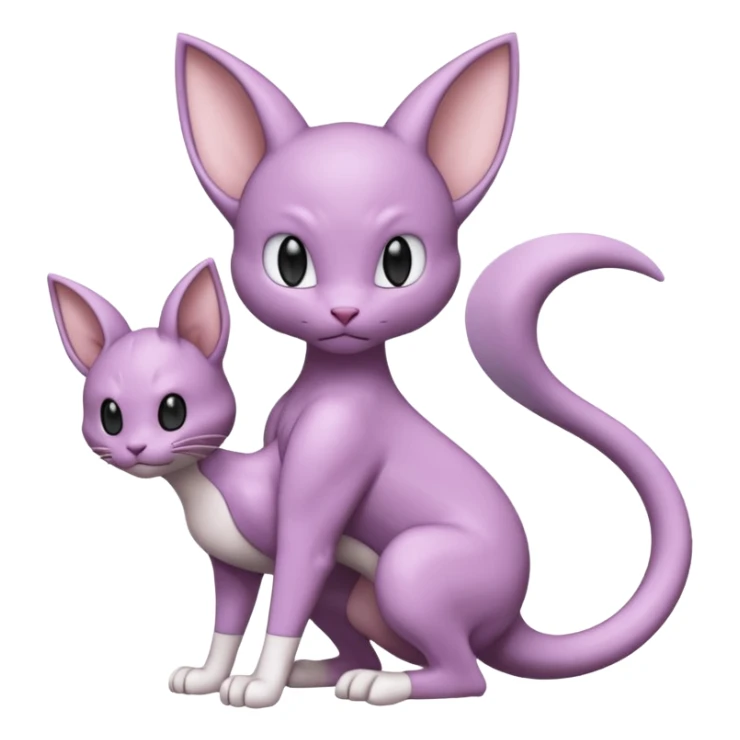 Pastel dull greyish anthropomorphic digitigrade Mewtwo-Beerus-Venom-Espurr-Minccino-hybrid-fusion-animal-ET-species-creature  sticker