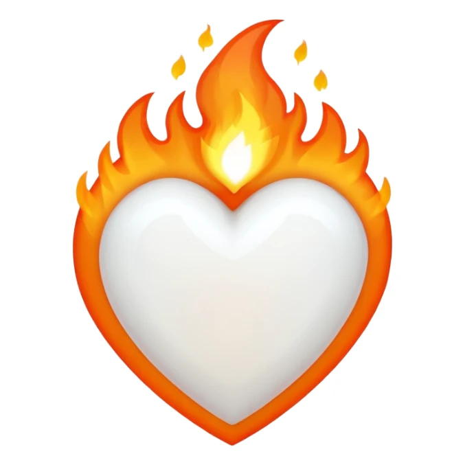 The heart is white and there is fire all around sticker