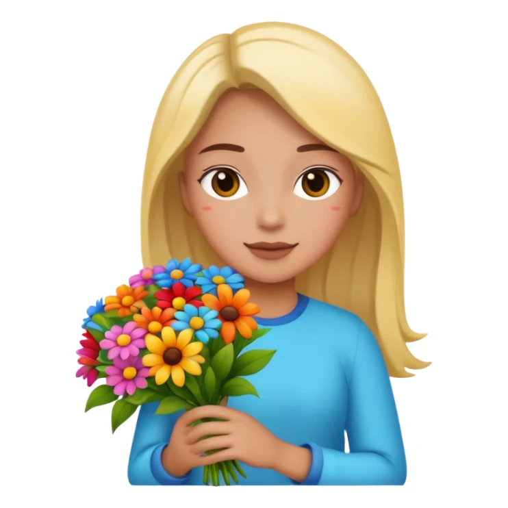 flower-holding person bouqet sticker