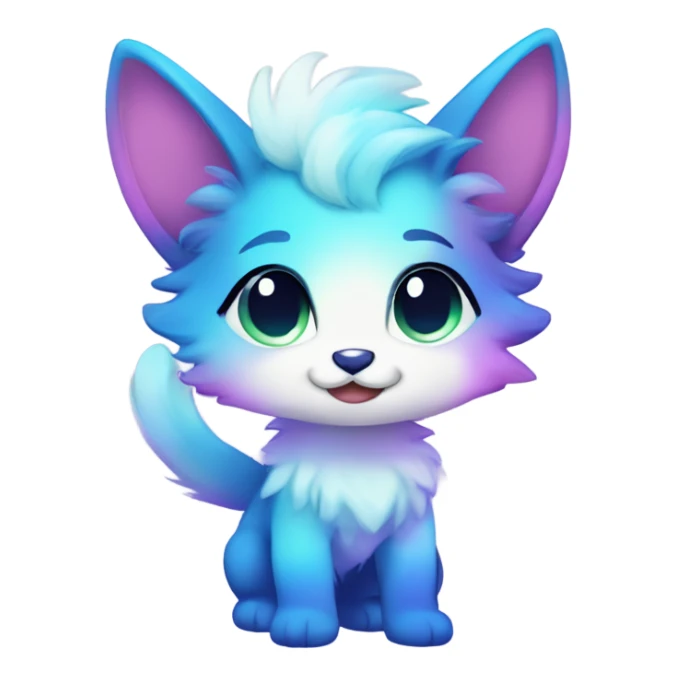 Adorable innocent cute gradient-Sparkle-nebula-fursona furry, full body sticker