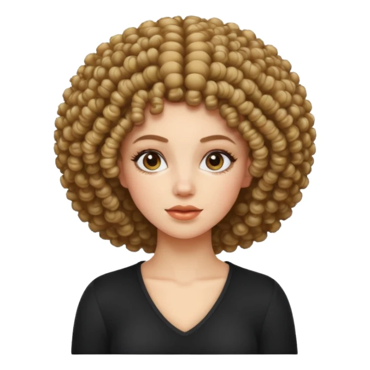 white girl with curly afro sticker
