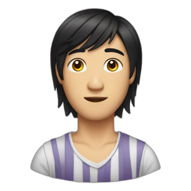 asian male with curtains haircut black hair sticker