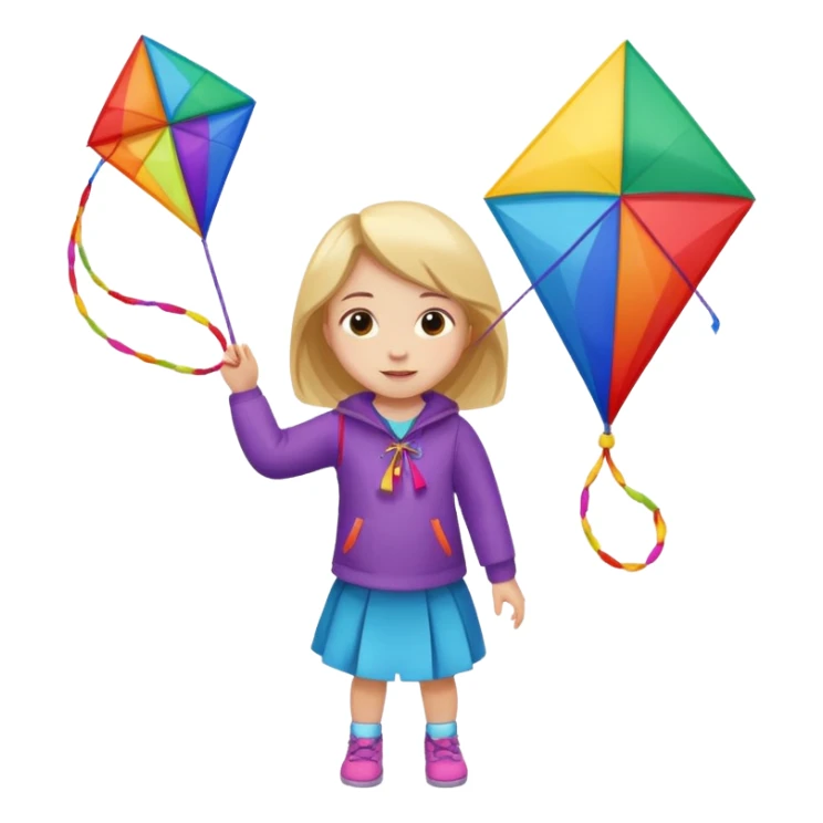 little girl kid holding kite sticker