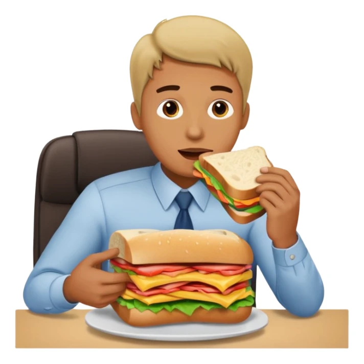 Dad eating a big sandwich in the office sticker