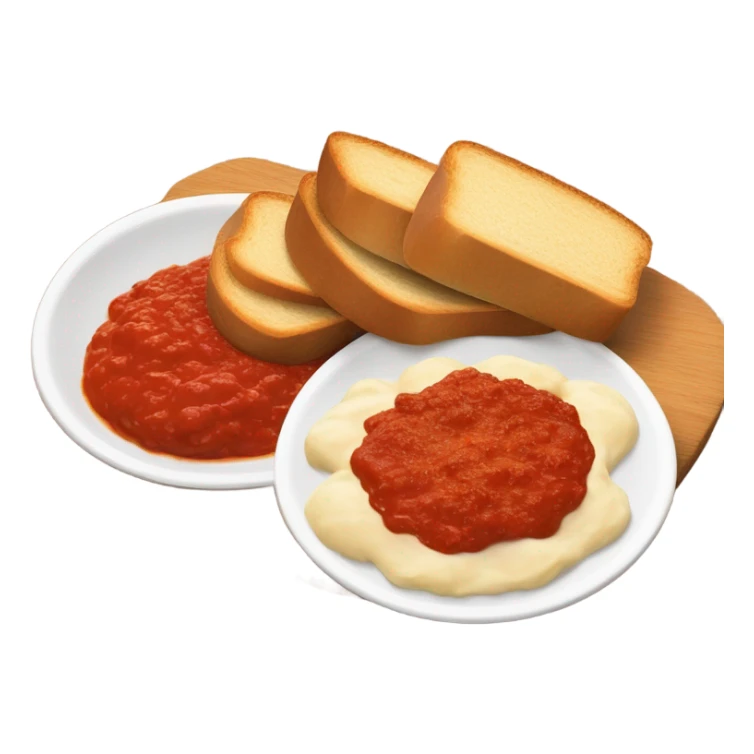 Bread slices, tomato sauce and cheese ball on the side sticker