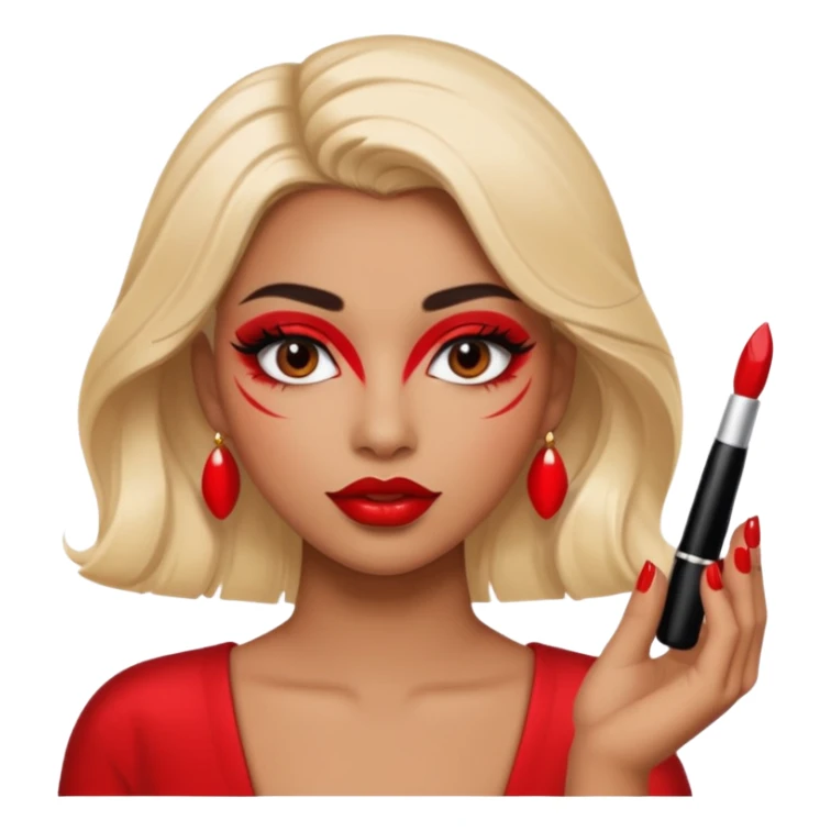 emoji of a makeup ish people with plump lips and mascara and nails sticker