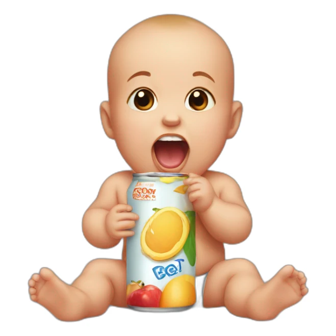 Baby screaming at juice box sticker