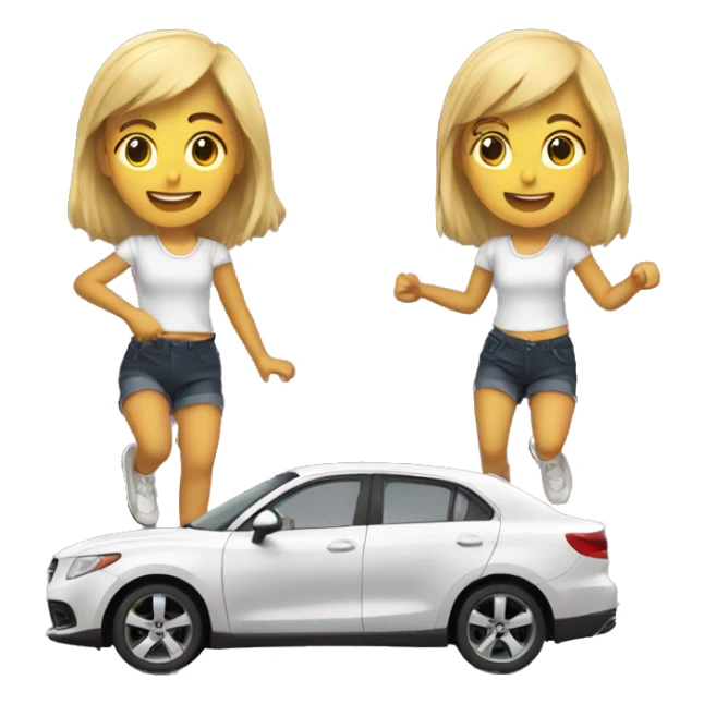 Girl vibing, driving car, dancing, singing, cute girl sticker