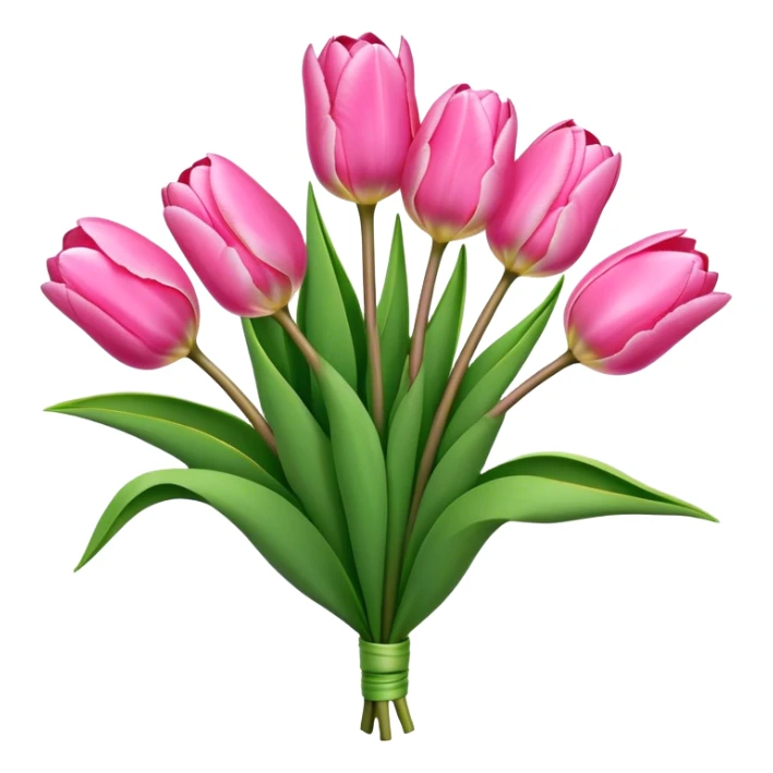 bouquet pink Tulip, luxuriant, stem, leaf, bud sticker