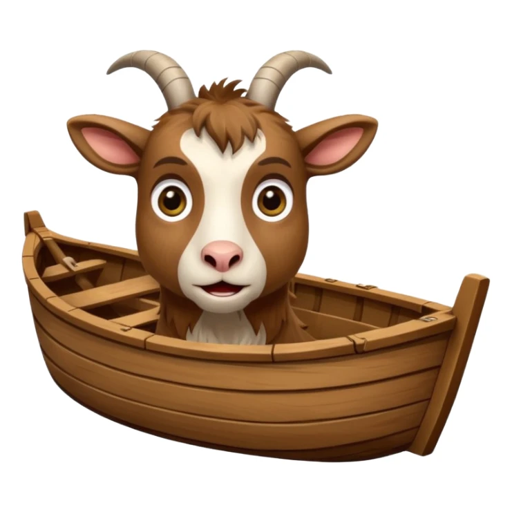 a frightened goat in a boat sticker