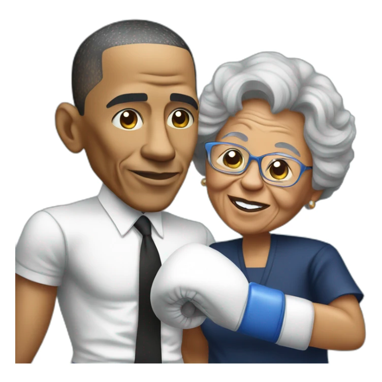 Barack Obama boxing with grandma sticker