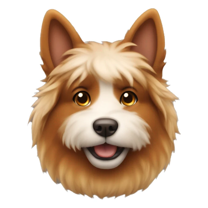 a fluffy dog with caramel fur with his ears deeply colored in brown sticker
