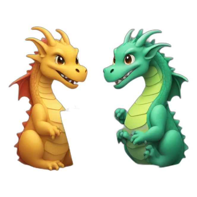 two dragon friends different colors looking at a laptop sticker