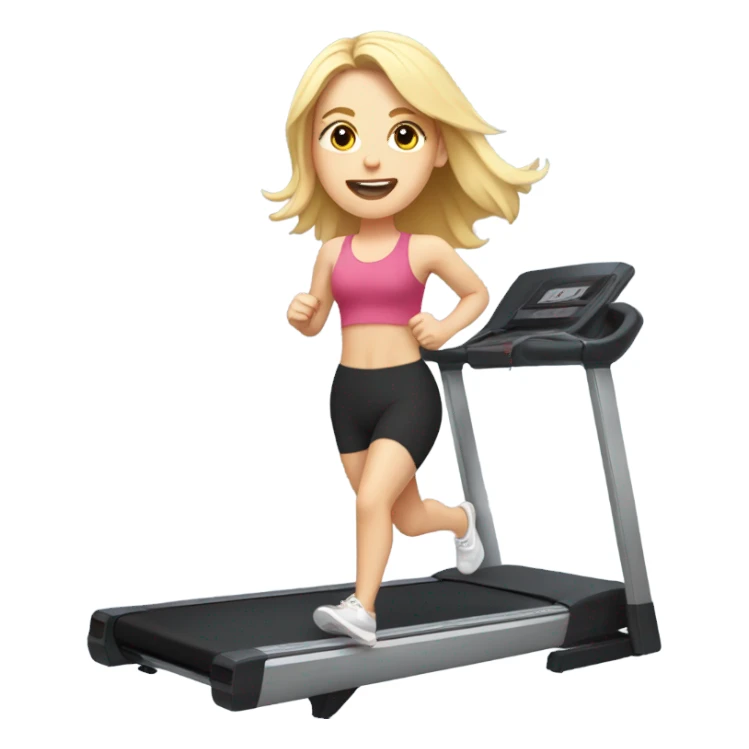 white girl with blonde hair on treadmill sticker