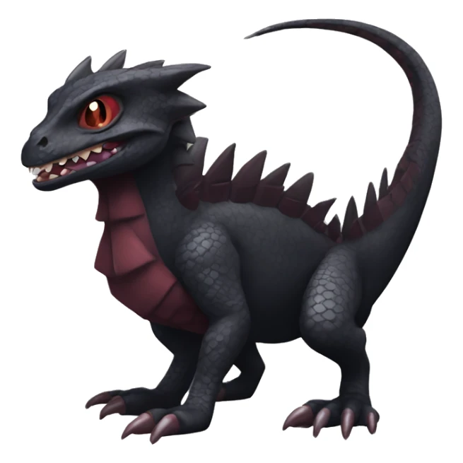 cool edgy black and maroon Dark-type nargacuga reptile Pokémon full body sticker