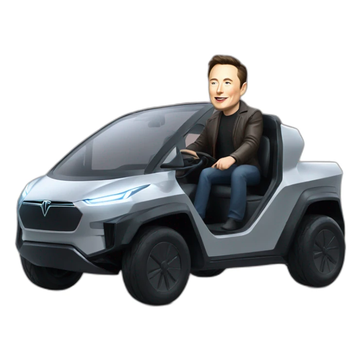 Elon musk riding in a Tesla cyber truck  sticker