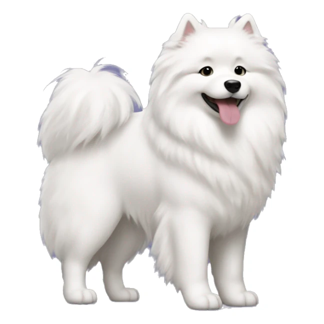 Samoyed dog with a girl who has long dark curly hair sticker