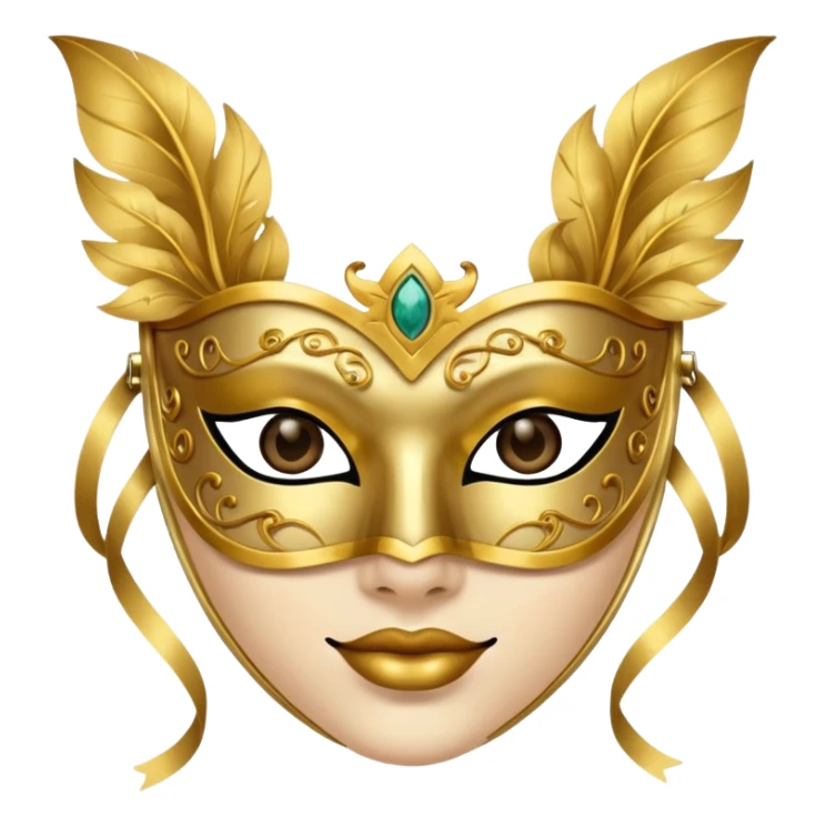 gold masquerade mask with lilia sticker