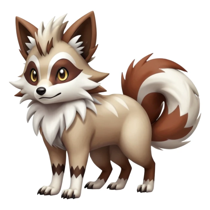 zigzagoon-Lycanroc-linoone-furret-Fakémon-hybrid-creature (full body)  sticker