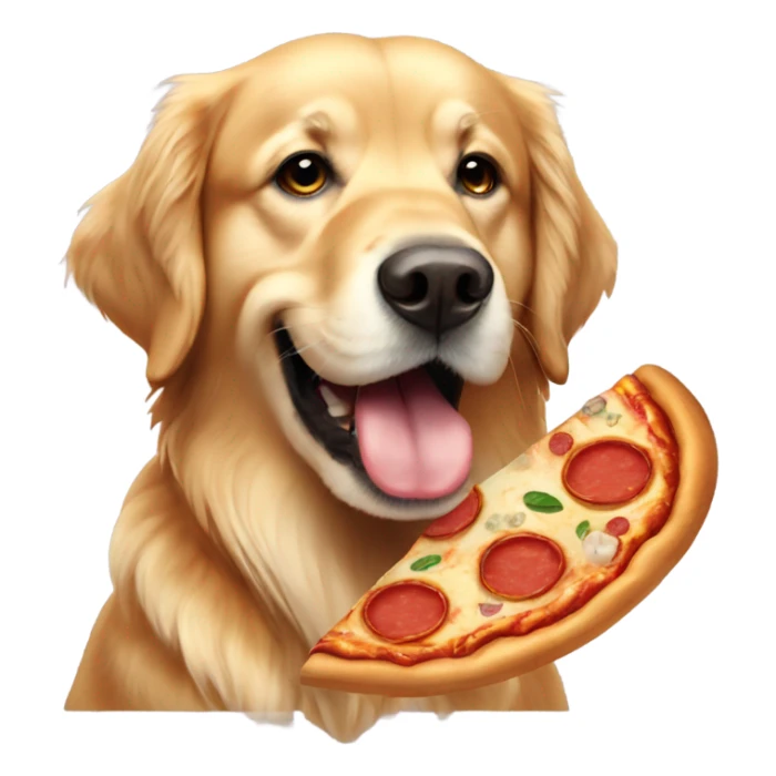 Golden retriever with pizza in his mouth  sticker