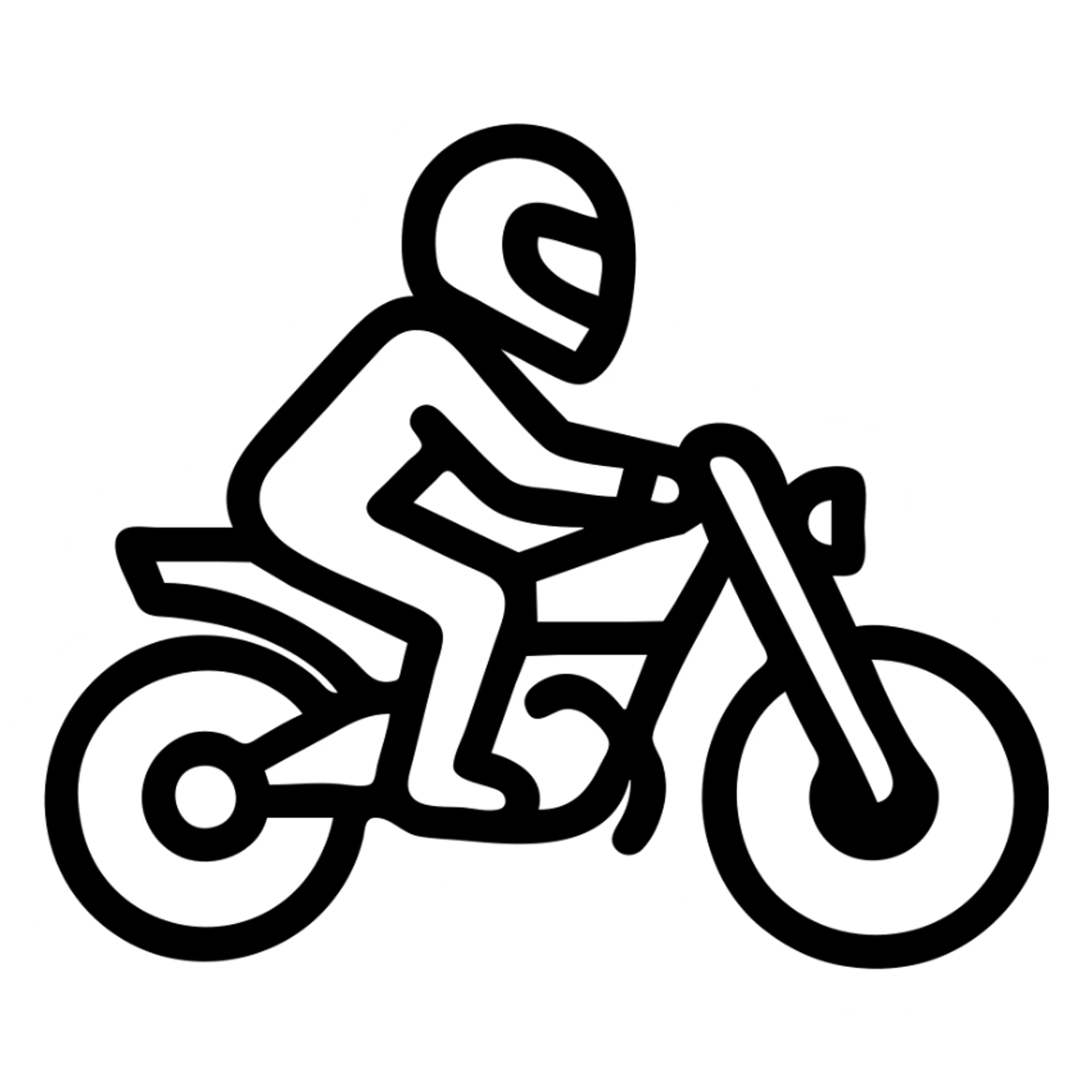 motorcycle rider with black helmet, dynamic pose, clean lines, simple shapes, no background sticker