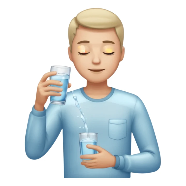 So excited guy full body, closed eyes, with glass sticker